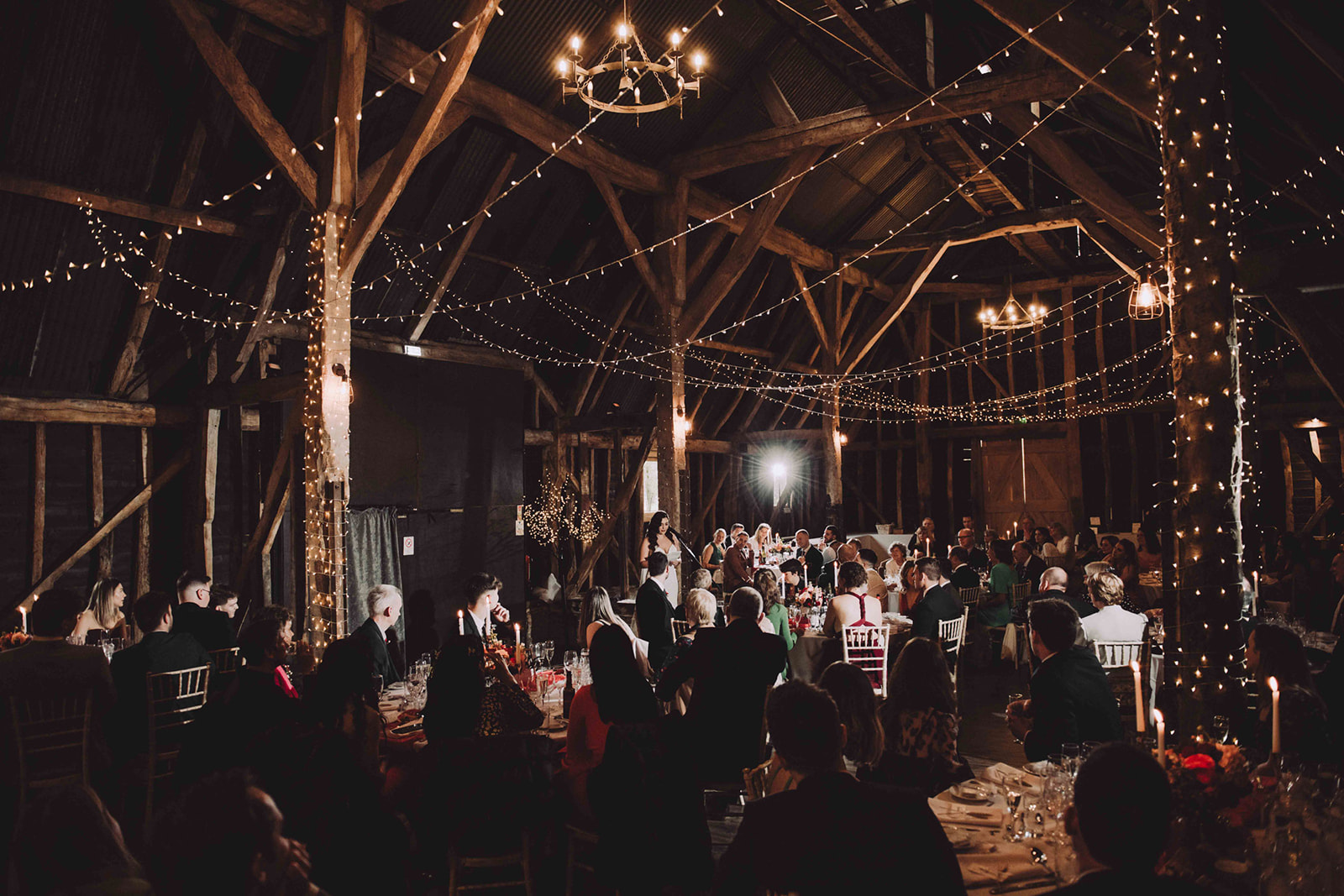 A photograph of the bride giving a speech at Manor Barn wedding venue in Cambridge.