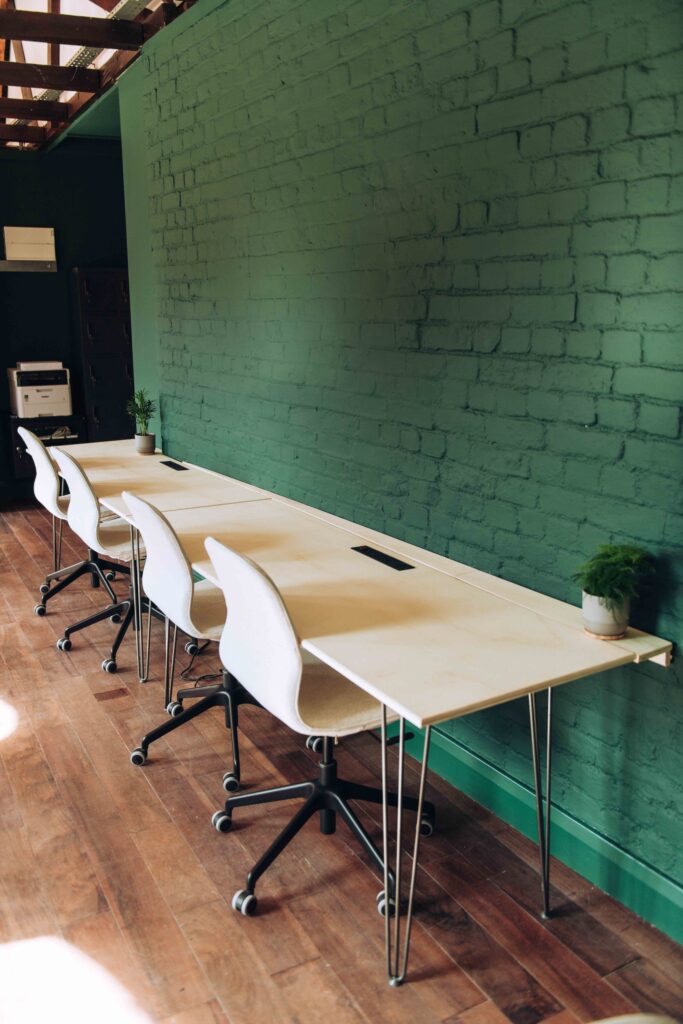 Wall facing desks at Ramsgate Works creative office space near Margate