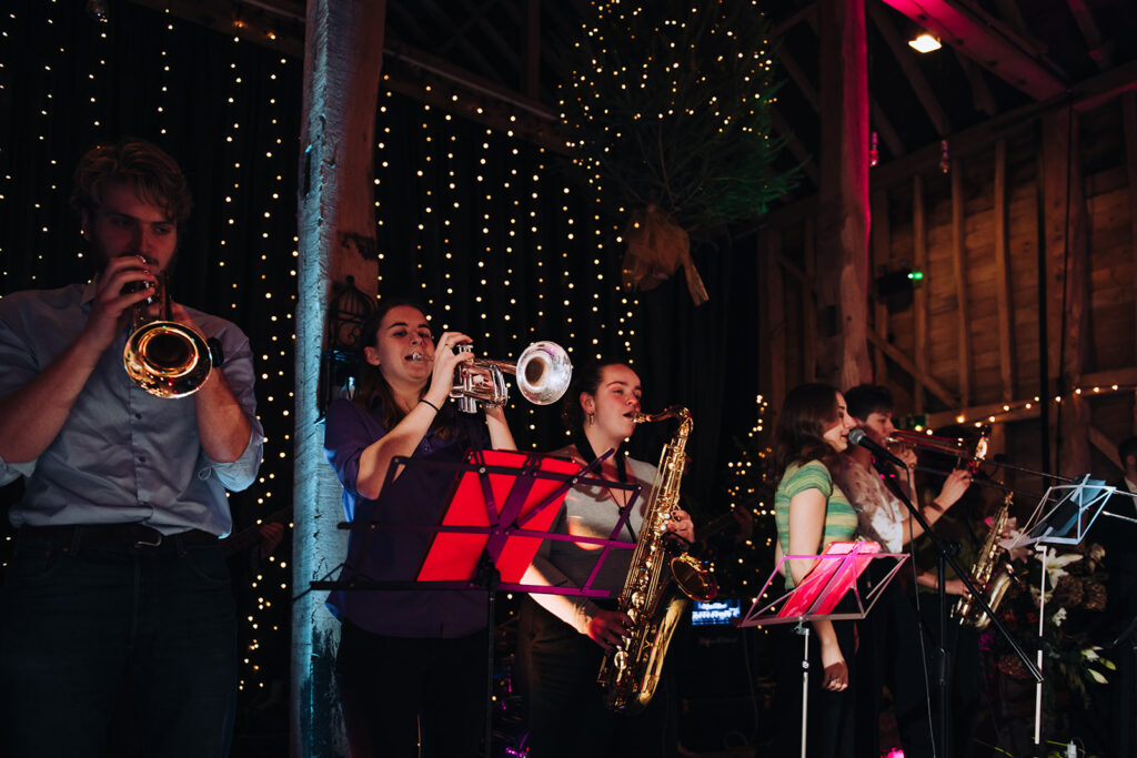 Brass band at Childerley at a wedding