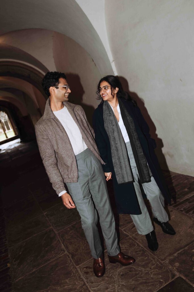 editorial portrait of newly engaged couple