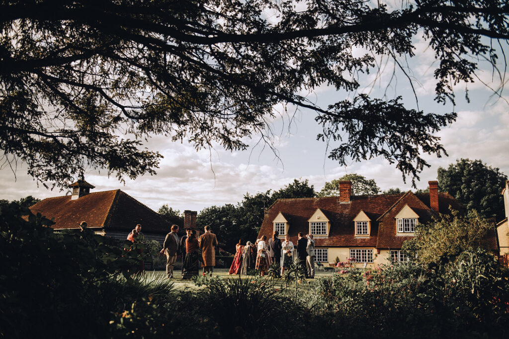 Stately home wedding during sunset in Kent