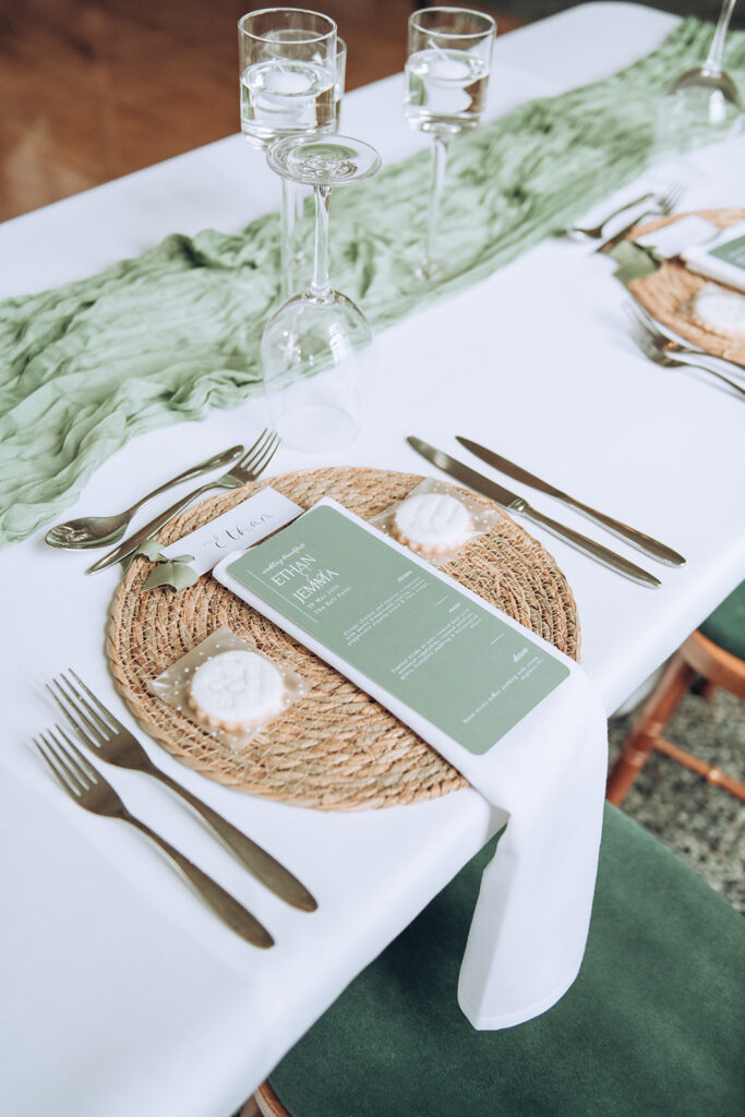 Wedding menu on a table