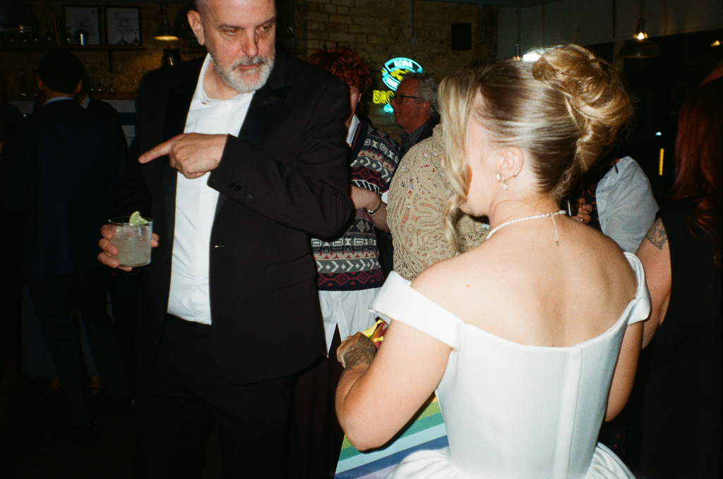 Analogue 35mm film scan of bride and groom