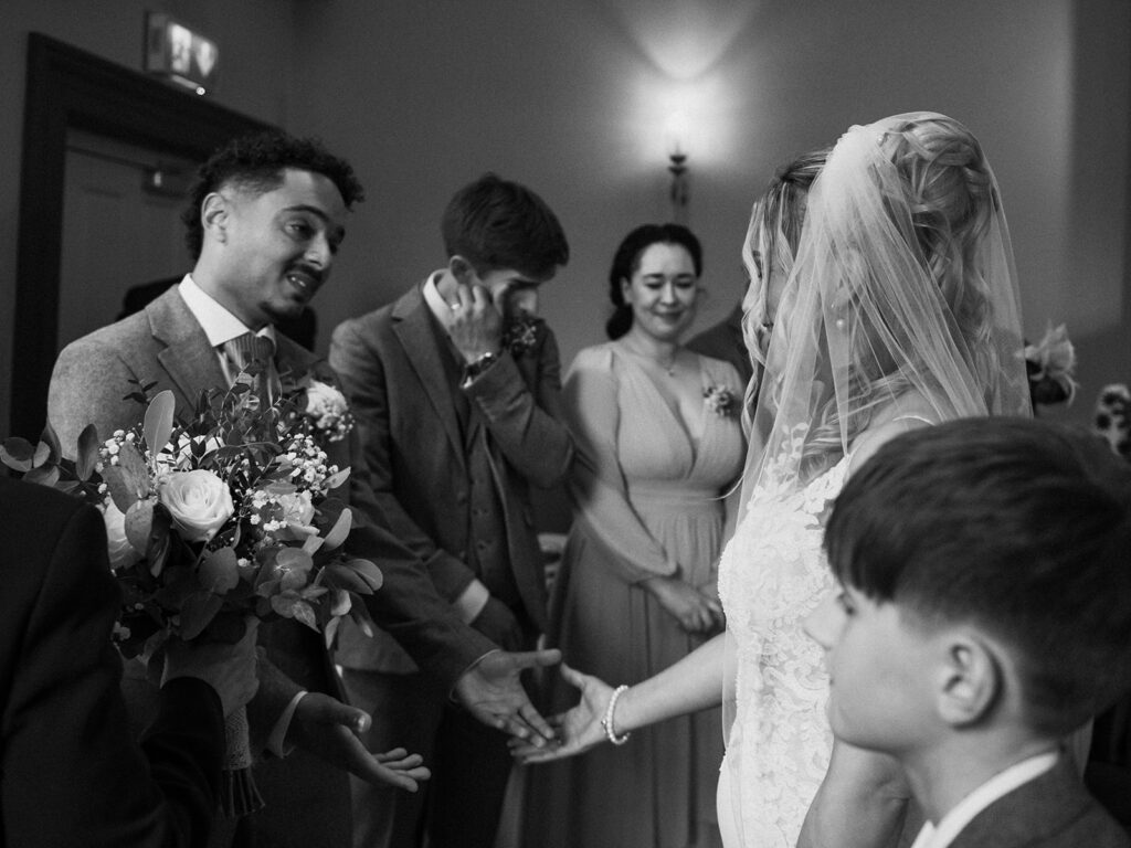 Groom seeing bride for first time