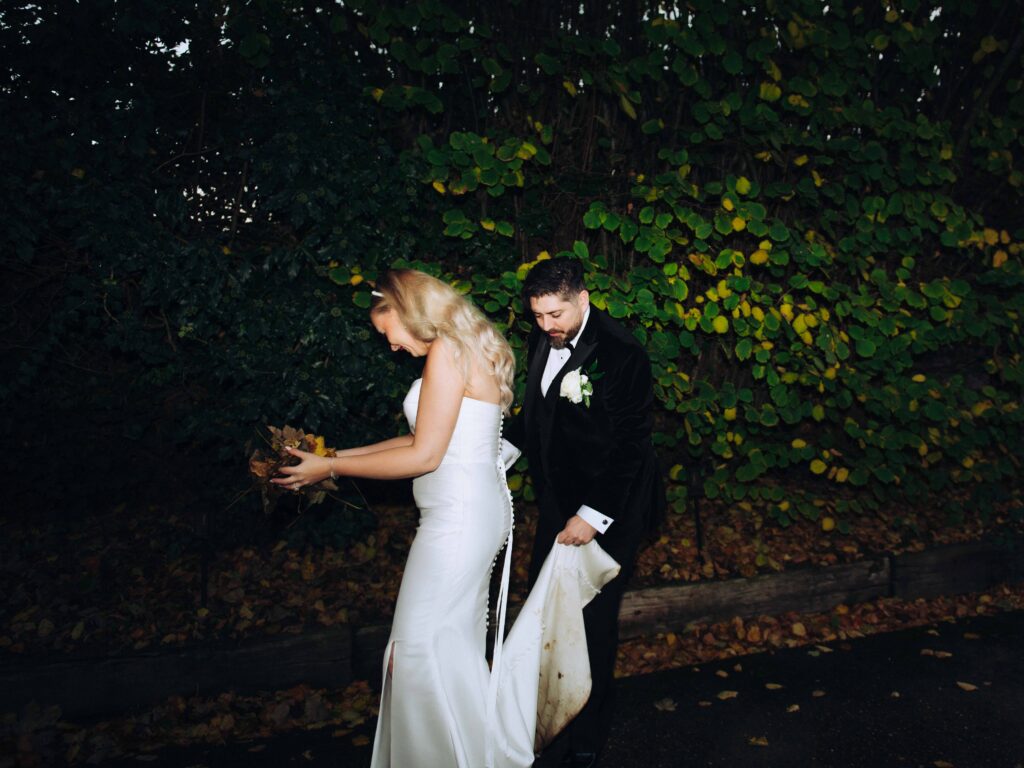 Direct flash portrait of bride and groom