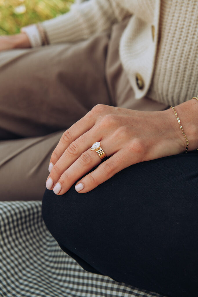 Engagement ring on proposal shoot