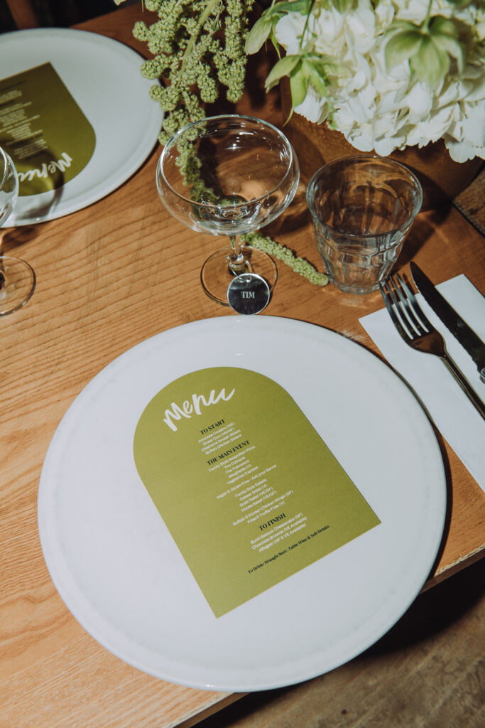 Wedding menu direct flash
