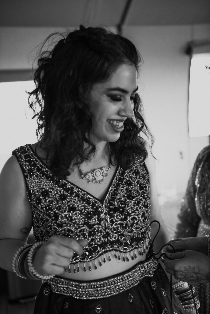 Indian bride getting ready