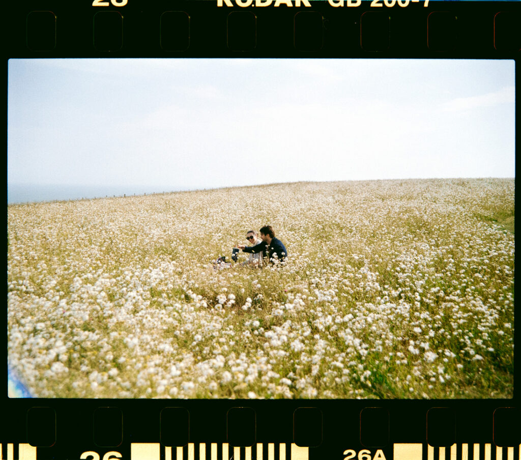 Analogue film scan of a newly engaged couple in St Margarets