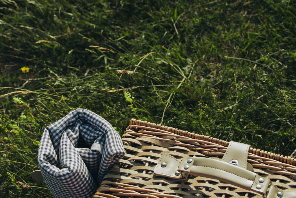 Picnic basket on grass