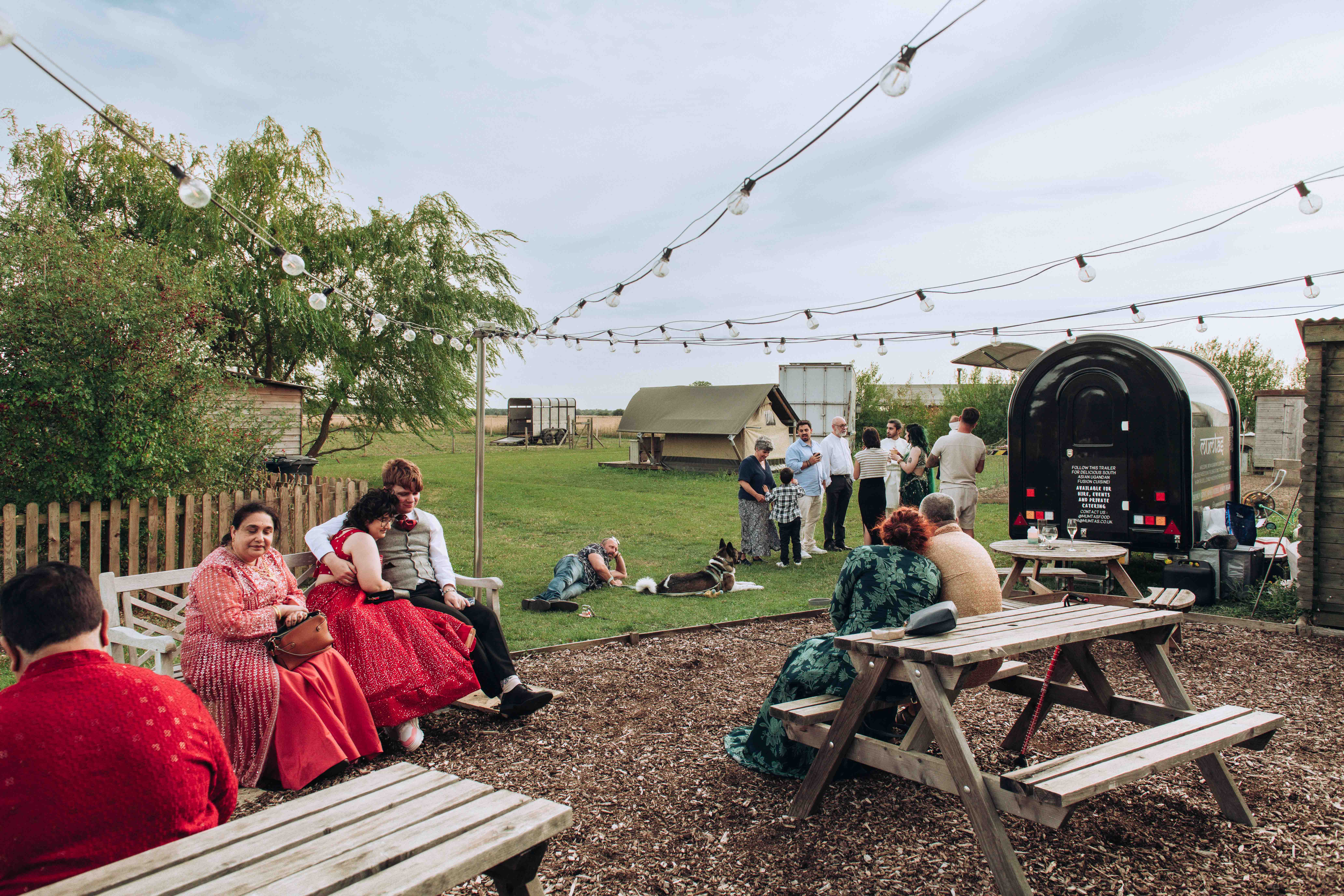 Guests relaxing at luxury micro wedding