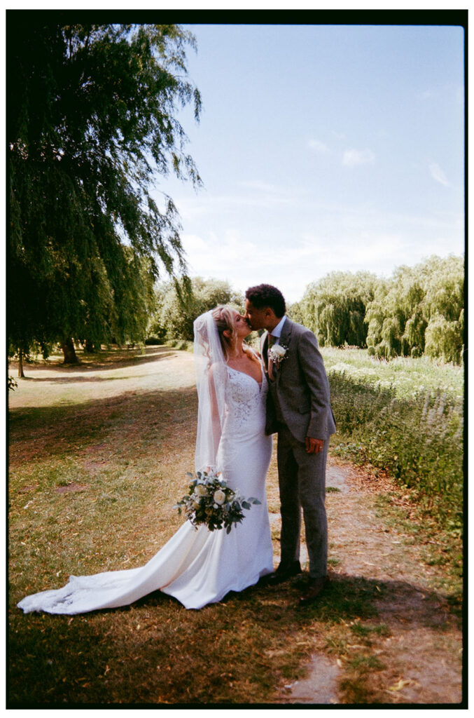 Analogue film scan of bride and groom