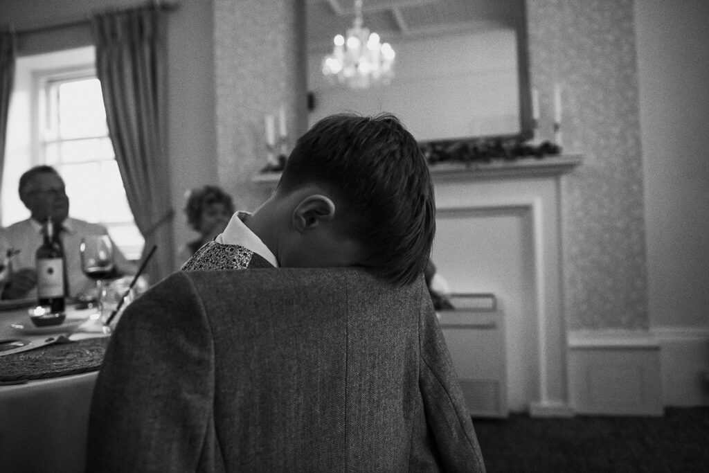 son crying during speech