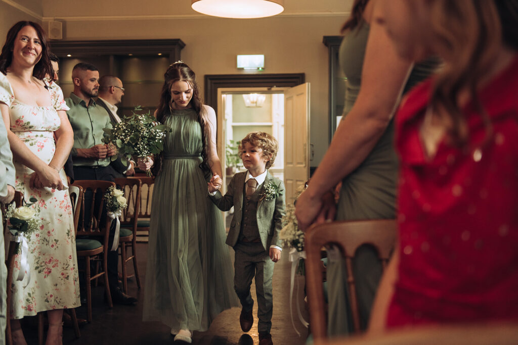 Children walking in to wedding ceremony