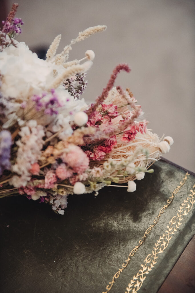 Wedding bouquet at a registry office at Aberdeen House