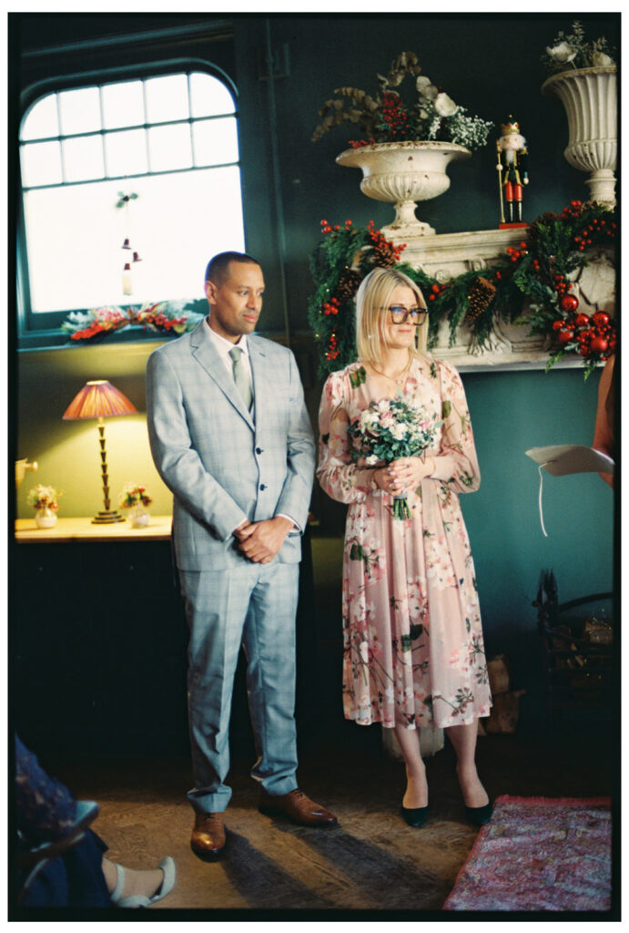 35mm analogue film photograph of bride and groom at the House in Ramsgate