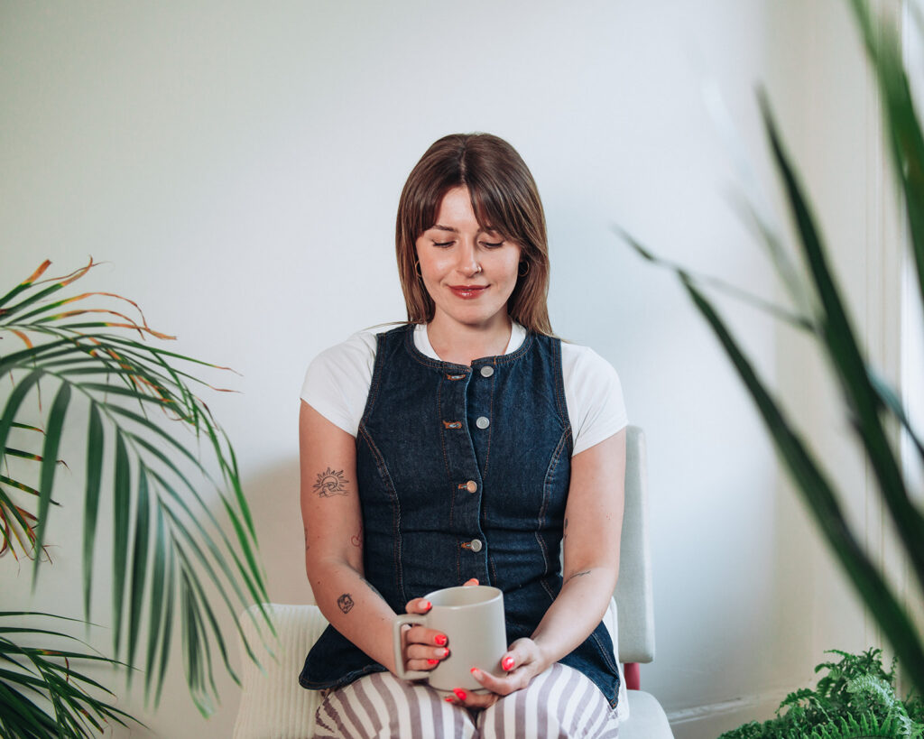 Therapist holding coffee