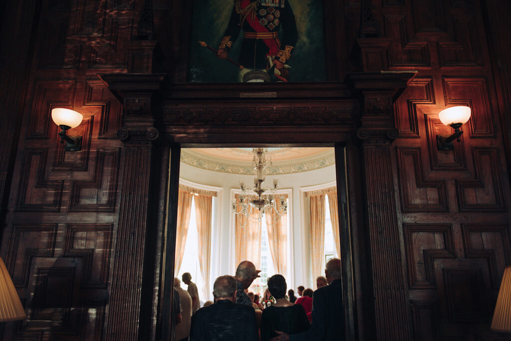 Candid photo of guests at birthday party at Broome Park in Kent