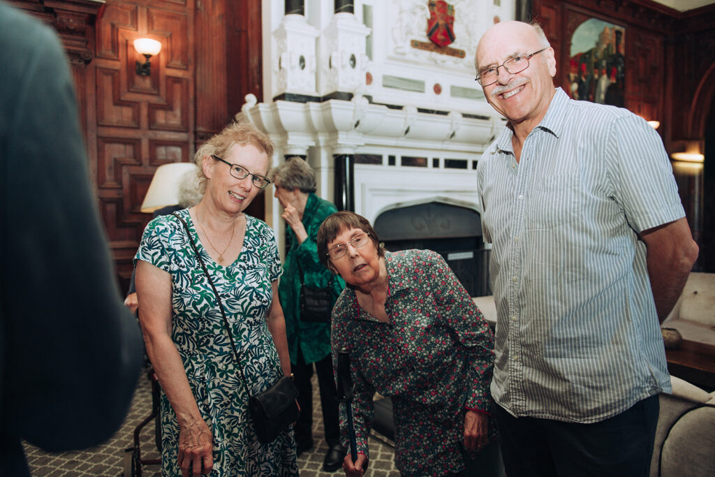Direct flash portrait of guests at a party in Kent