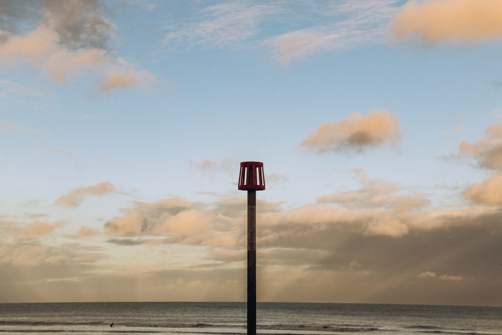 Red marker in the sea