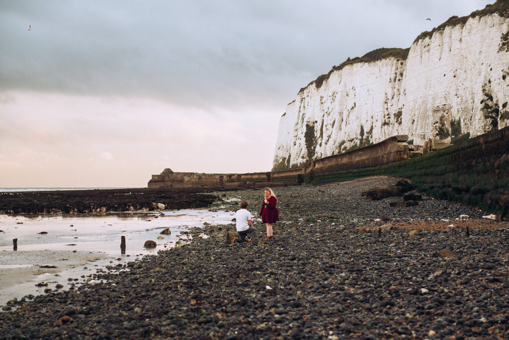 Man on one knee proposing to girlfriend in Kent