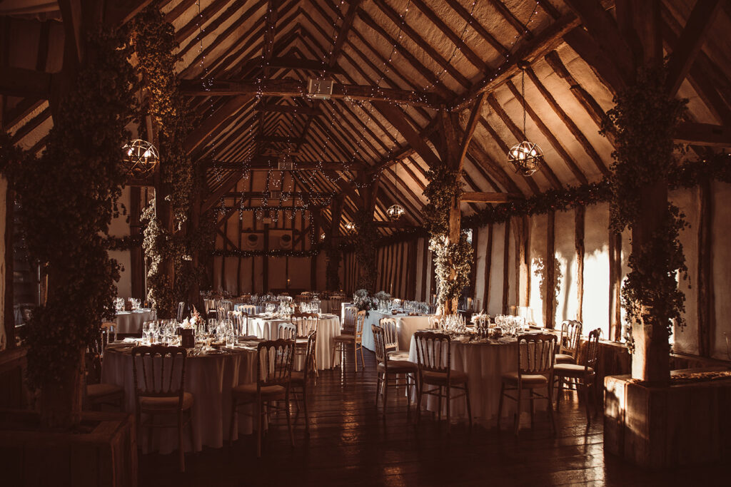 A picture of the reception area set up at Winters Barns in Canterbury.