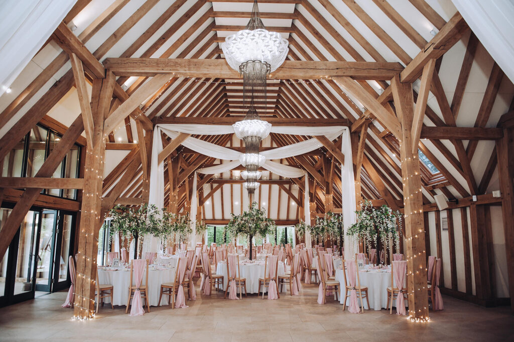 A photograph of the inside of the old Kent Barn before guests arrive