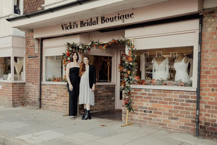 Vicki's Bridal Boutique owners outside their shop in Kent