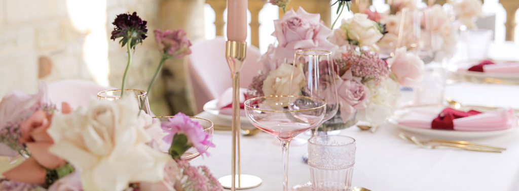 Wedding table details in pink