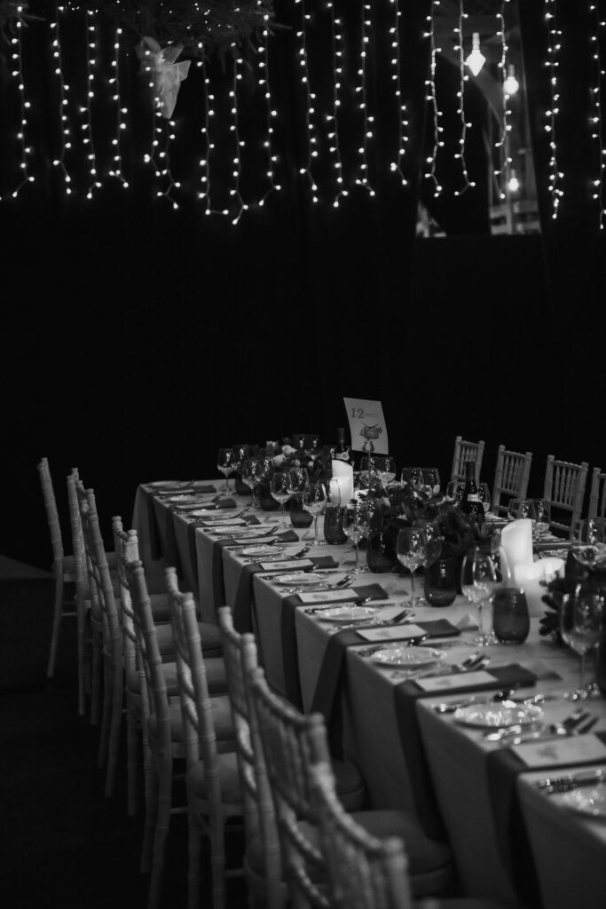 Editorial shot of a table at a wedding